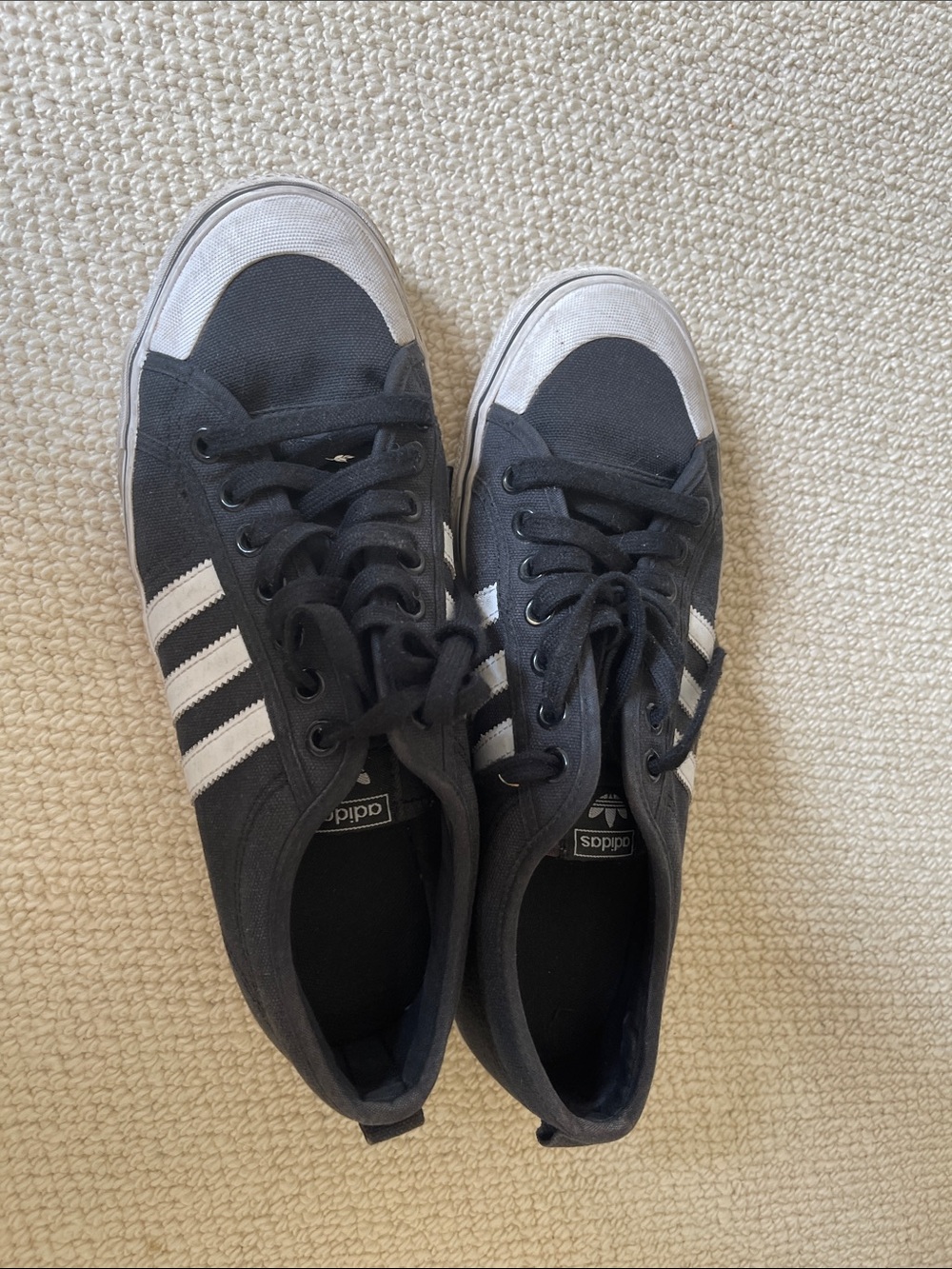 adidas Black Canvas Sneakers with White Stripes